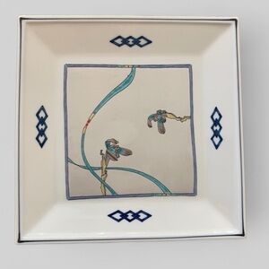 Porcelain Plate Iris Pattern 10.5” Square EUC